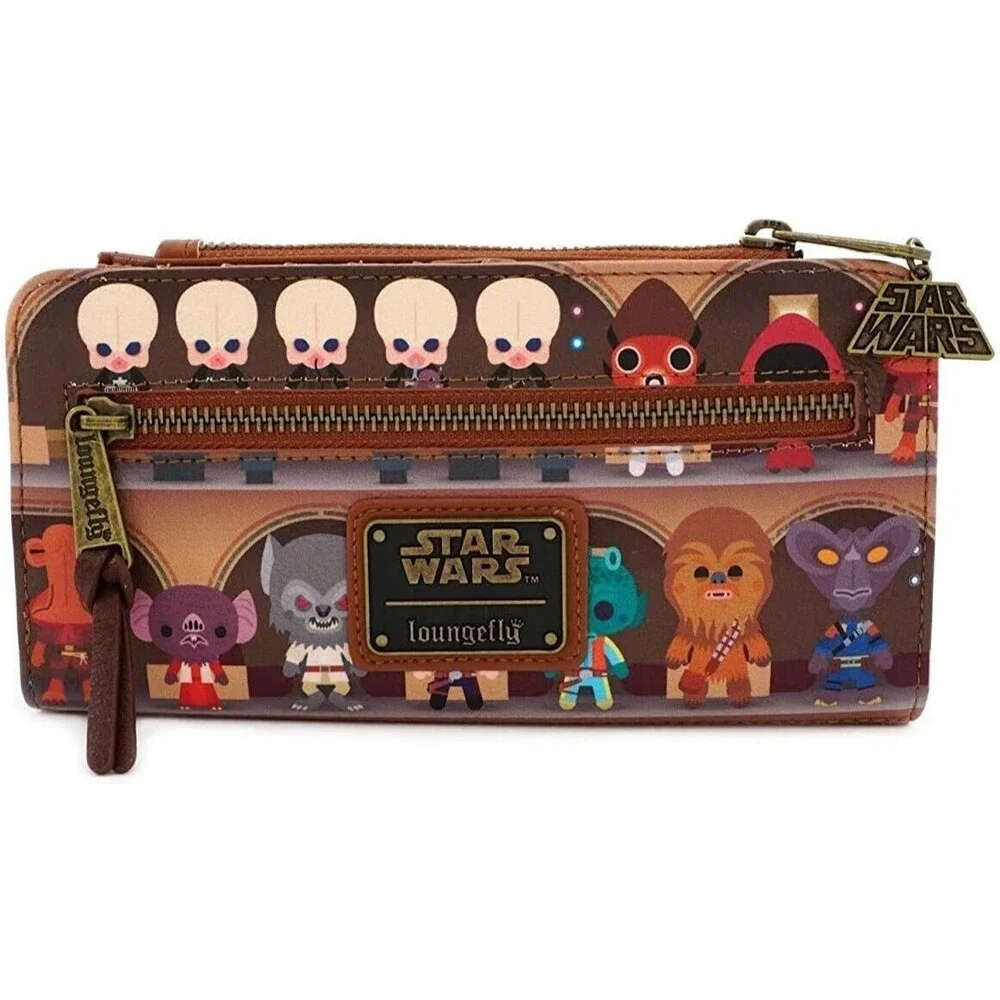Loungefly Star Wars Cantina Scene Bifold Wallet, Brown, Han Solo Jedis Chewbacca